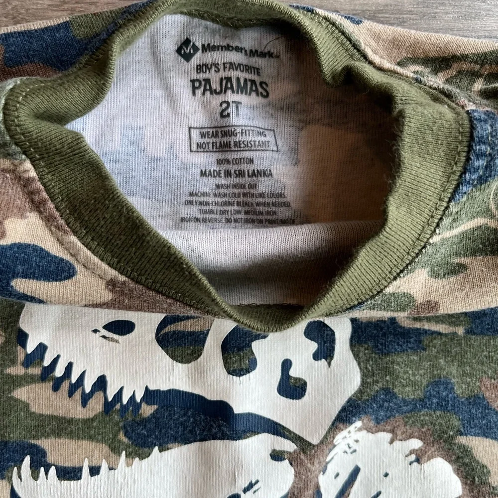 Member’s Mark Boy’s Favorite Pajamas Camo Dinosaur 2 Piece Long Sleeve Pants 2T